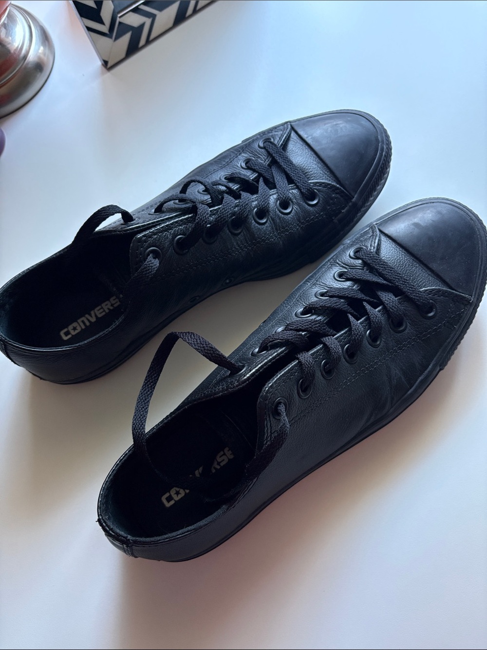 Converse Black Leather Low-Top Sneakers